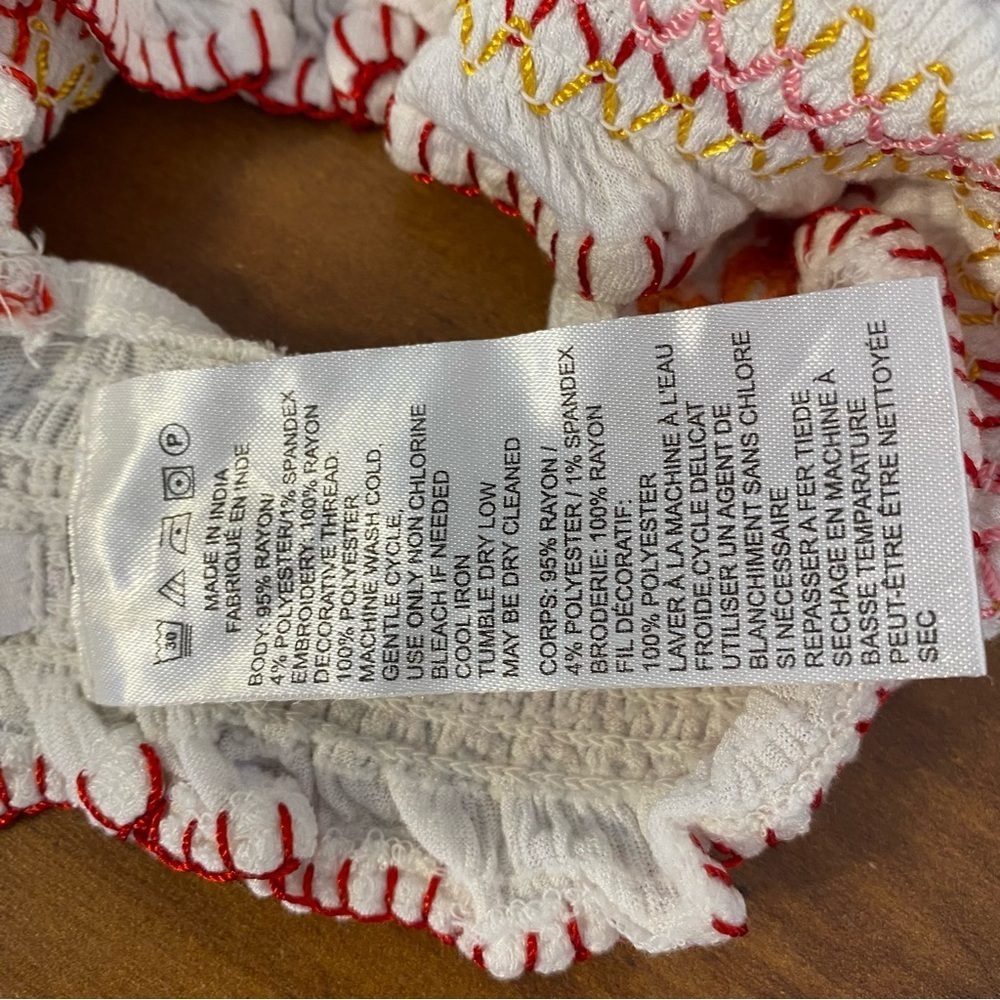 Urban Outfitters Cream Embroidered Crop Bralette with Red & Orange Accents - Picture 13 of 15